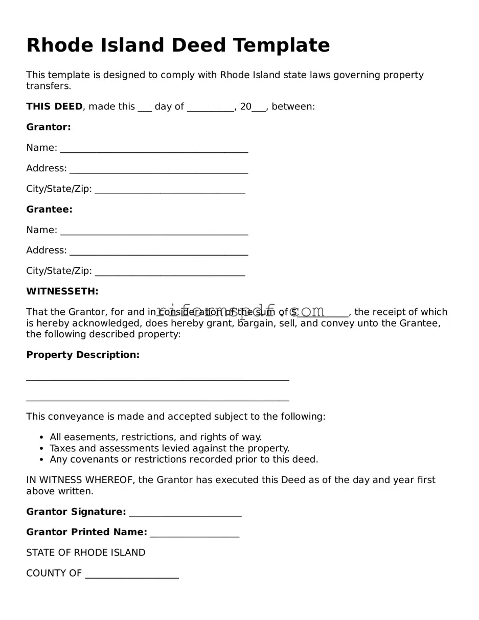 Printable Deed Form for Rhode Island