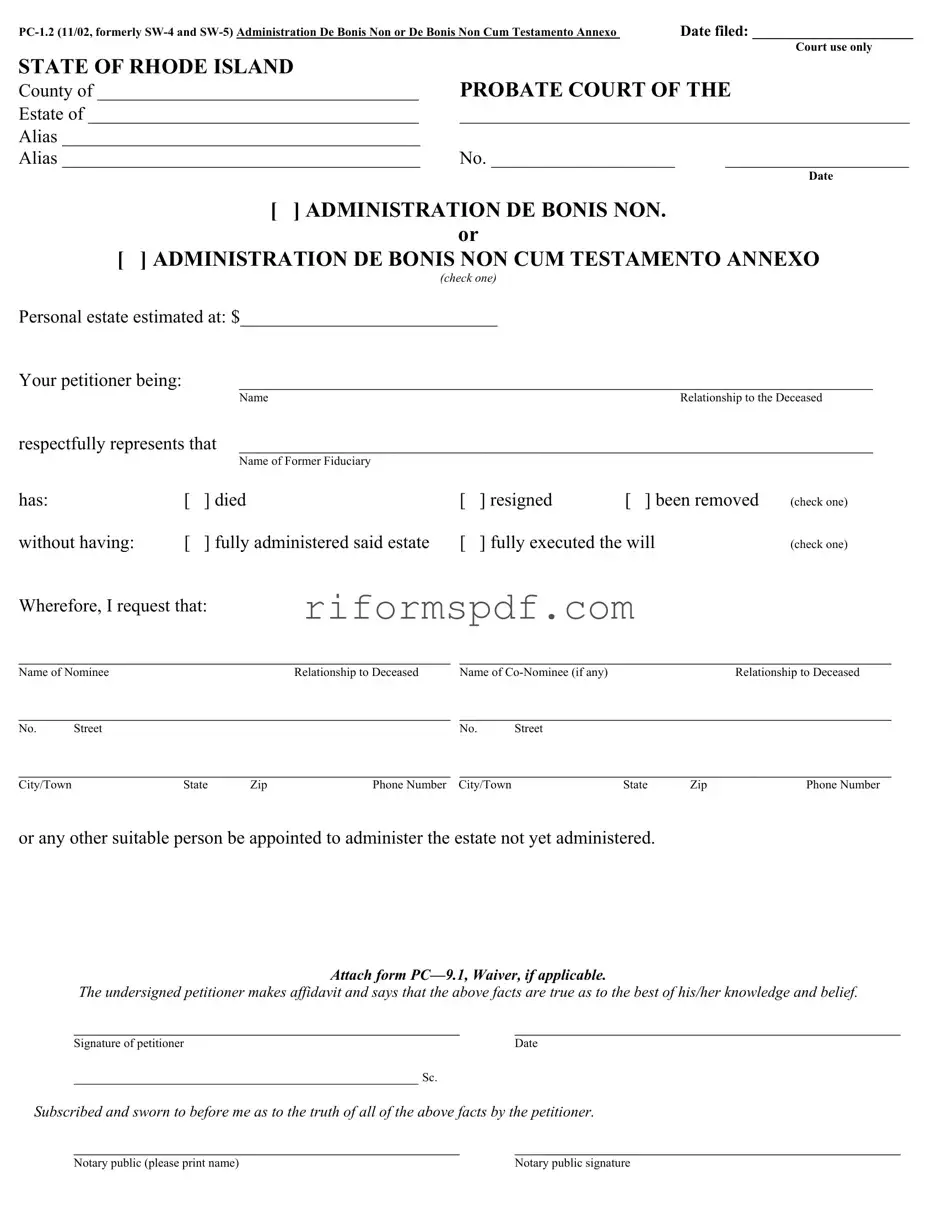 Blank Rhode Island Pc 1 2 PDF Template